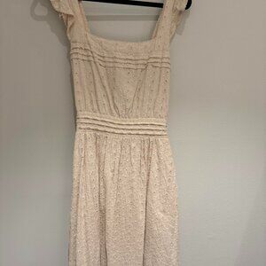 Cleobella Eyelet Dress, women’s, light tan/beige, khaki, midi length size S
